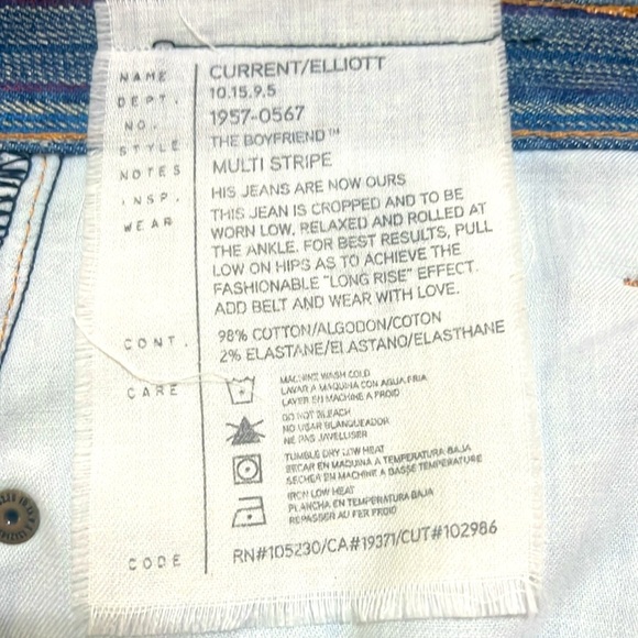 Current/Elliott Striped Blue Ankle Jeans ๐ - Picture 3 of 8